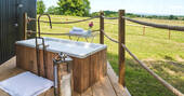 Outdoor bath tub on the decking