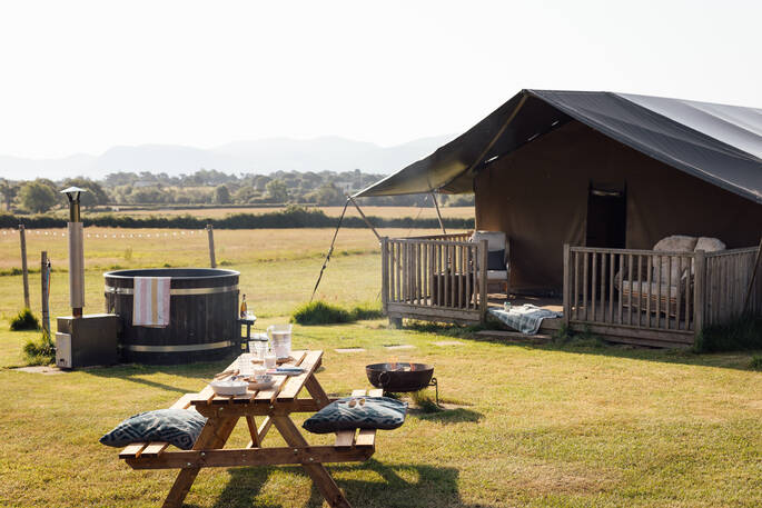 exterior with hot but and picnic table