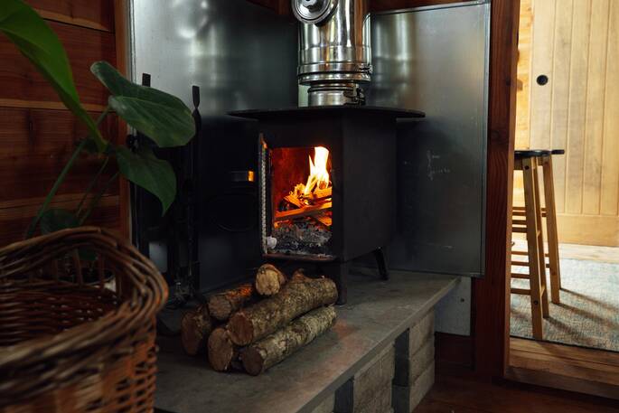 Wood burner with unlimited wood to keep warm