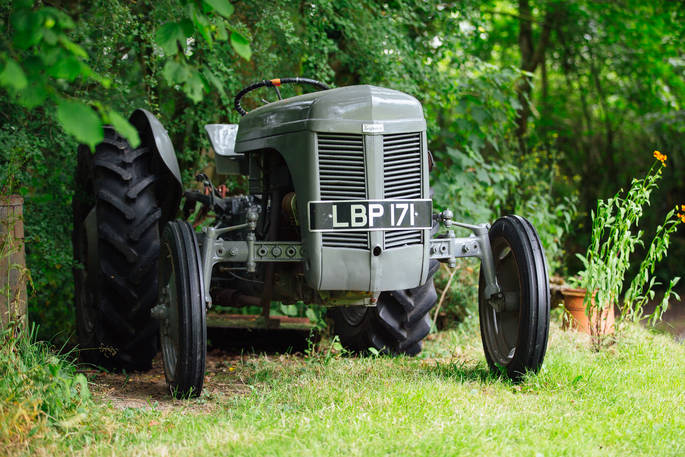 Vintage tractor at The Log House Studio in Carmarthenshire