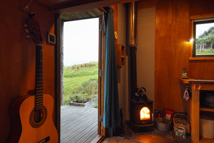 derwen under starry skies interior wood burner