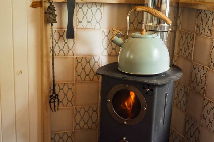 9 - the main source of heat comes from the wood-burning stove