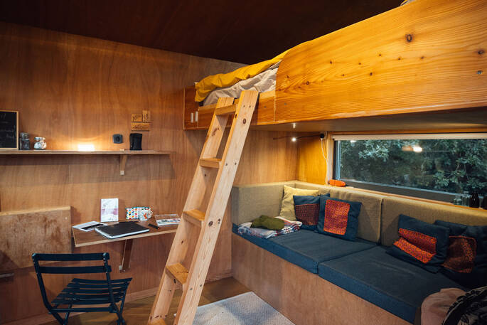 Derwen ladder up to mezzanine