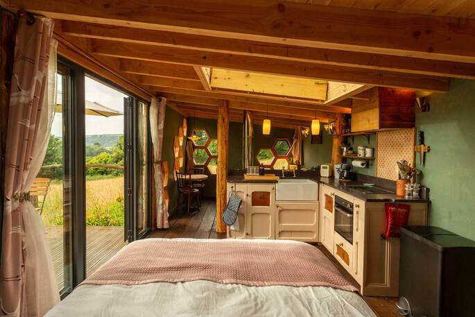 3 - open plan interior view from the bed