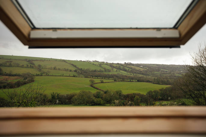 A window with a glorious view at Locke's Cottage in Wales