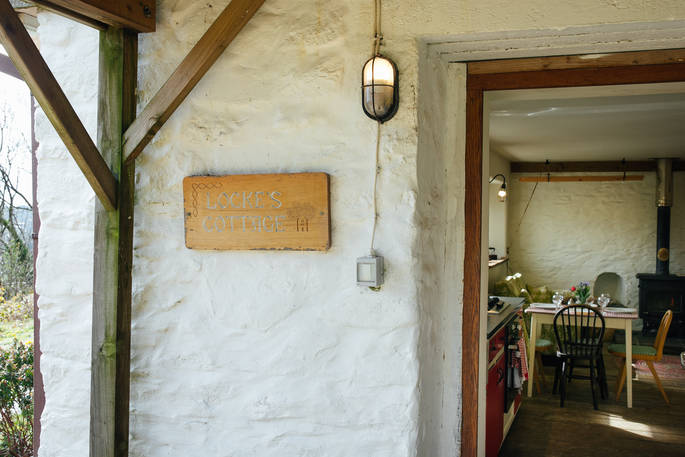 Looking through the door into the kitchen at Locke's Cottage in Wales.