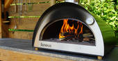 Ty Twt cabin pizza oven at Felin Isa, Denbigh, Conwy, Wales