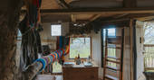 Copse Camp Treehouse - view from the inside, Llandegla, Denbighshire, Wales