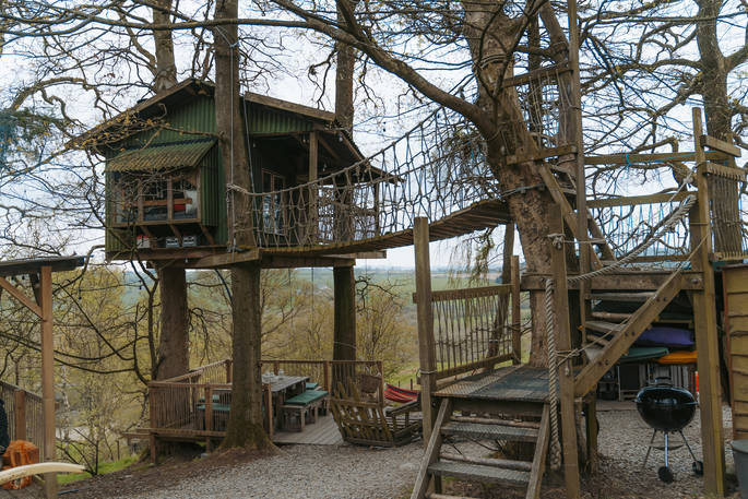 Steps and ramp to get up to the treehouse