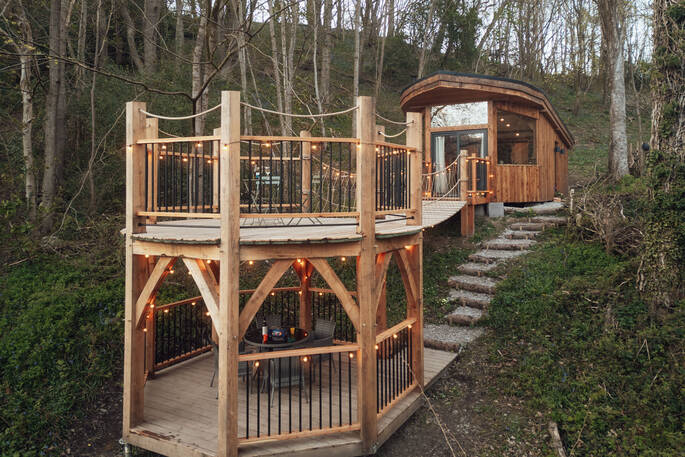 Front exterior showing both outdoor areas