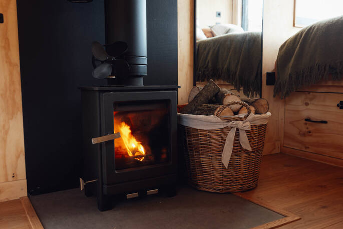 Main source of heat comes from the wood burner