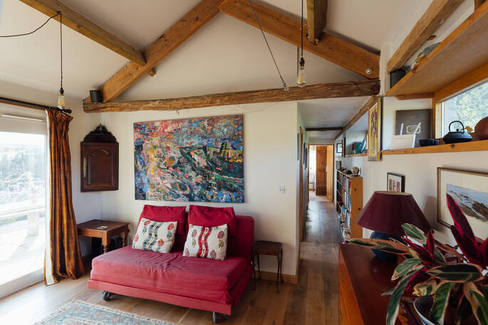 Living area with a TV