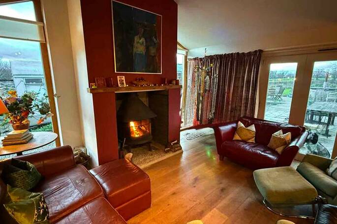 Wood burner in the living area