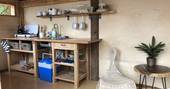 The fully equipped kitchen hut at Oak Apple Tree Tent in Monmouthshire, Wales