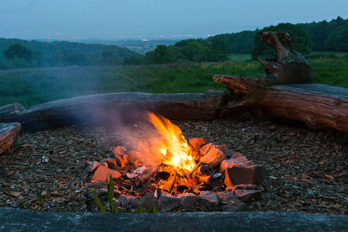 Relax by the cosy campfire at Penhein Glamping in Monmouthshire