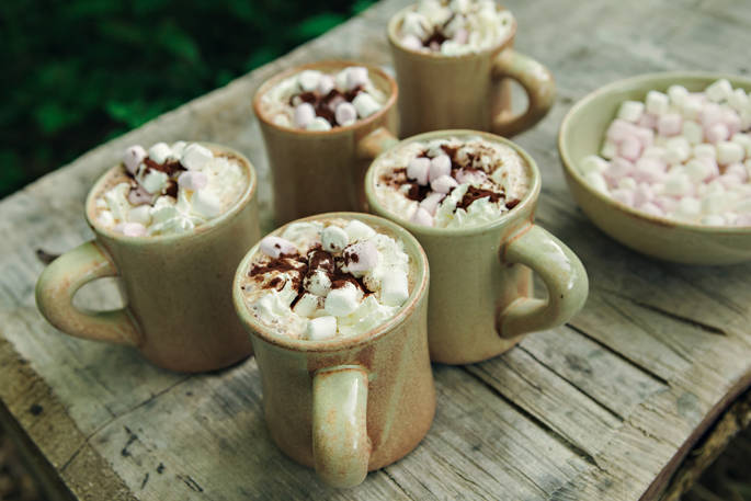 Penhein Glamping hot chocolates and marshmallows, Chepstow, Monmouthshire, Wales