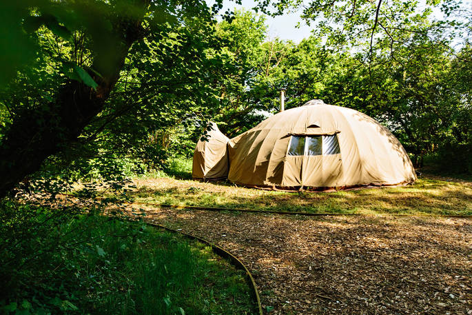 The Oakes tent at Penhein Glamping in Monmouthshire