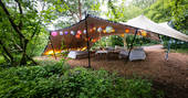 Penhein Glamping communal space, Chepstow, Monmouthshire, Wales