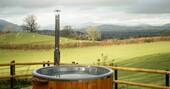 Wood-fried hot tub with a view