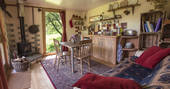 Lichen Cabin living room, The Dovecote, Chepstow, Monmouthshire