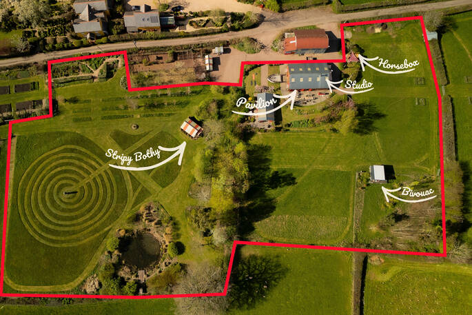 Drone shot of the farm