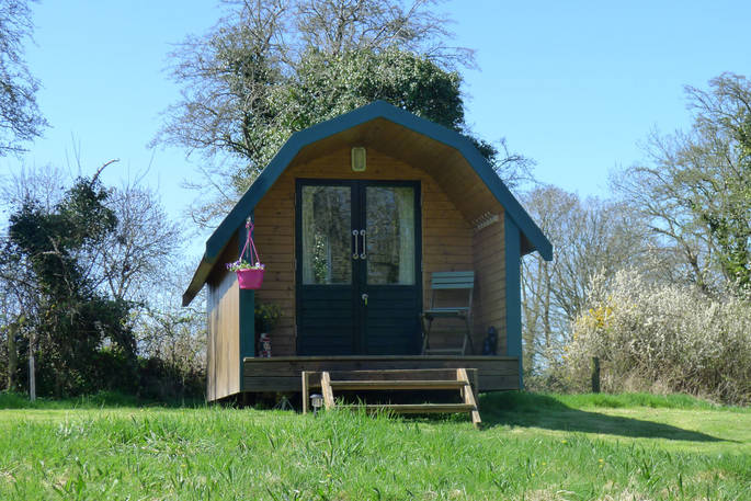 The glamping pod at Cwt Gwrydd, which is a great extra space for 2