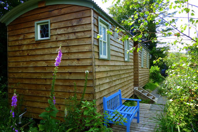 Damselfly facing Preselis, Damselfly shepherd's hut, Marle Cottage, Boncath, Pembrokeshire, Wales