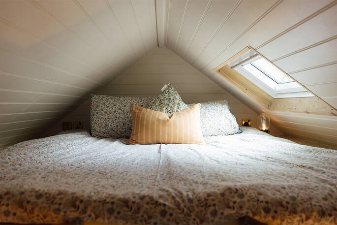 King-size bed up on the mezzanine