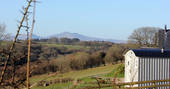 View of Pen y Fan from Shepherd's hut at Argeod in Powys, Wales