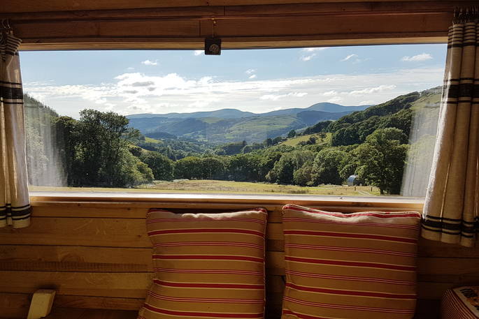 cadno cabin view from the loft bedroom cosy cabin powys wales