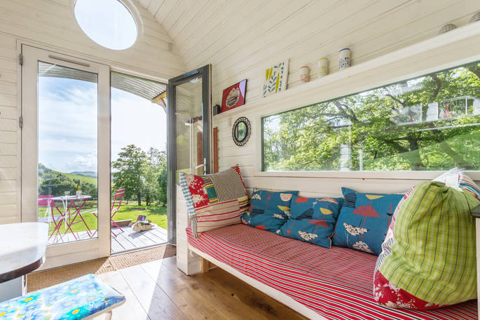 Welsh cabin interior living area