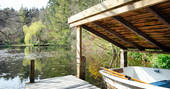 The secret boat mooring and lake at Jericho Yurt, Powys in Wales.