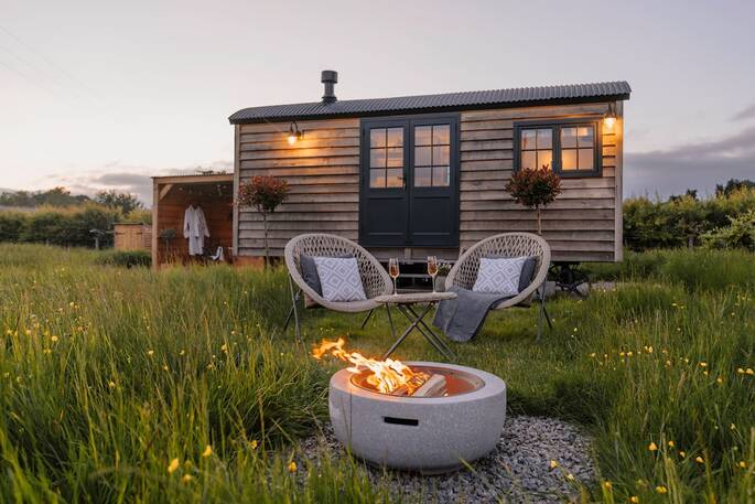 Firepit and seating for two