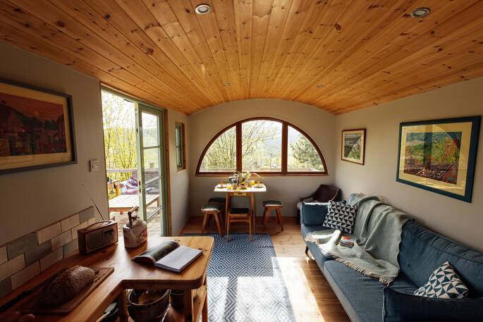 Living area and kitchen