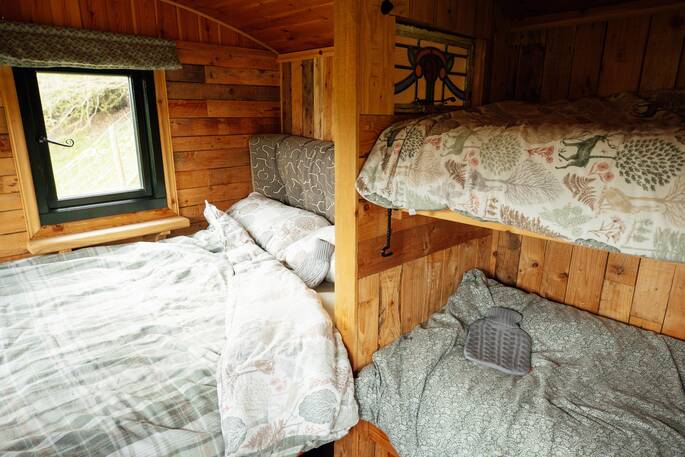 Double bed and a bunk bed