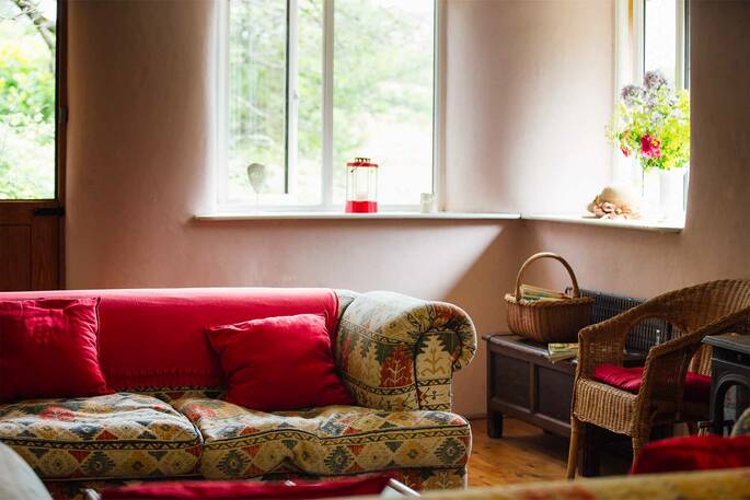 Sofa in the living area for three