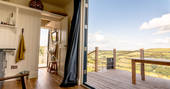 Throw open the doors and enjoy the endless hill views whilst sat in your camper van at Welsh Lavender in Powys 