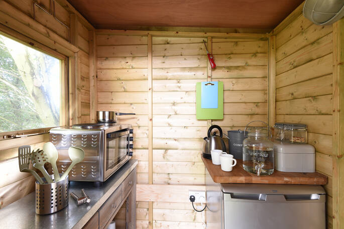 Fully equipped private kitchenette for cabin guests at St Donats 
