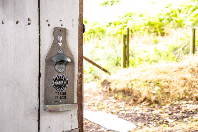 Outdoor bottle opener at Copse Camp in Denbighshire 