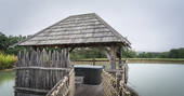 Hot tub on the floating terrace at Chateau Biron, Châteaux dans les Arbres, Dordogne, France