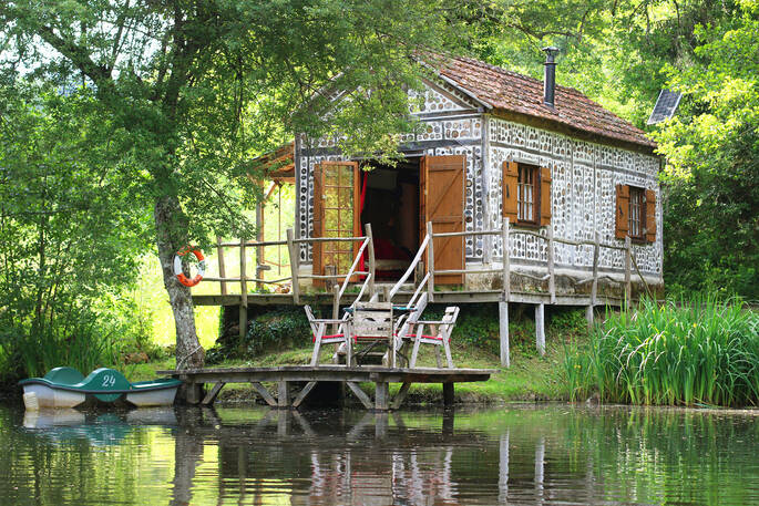1. lakeside cabin view