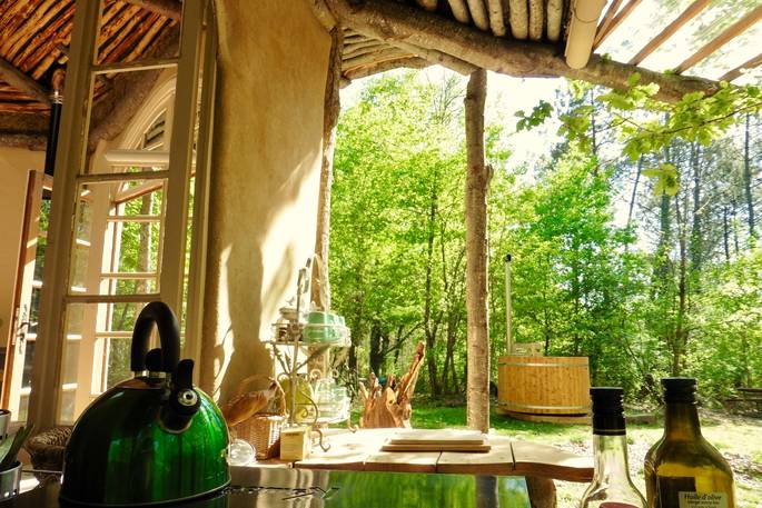 The covered outdoor kitchen at Elvensong in Dordogne, France