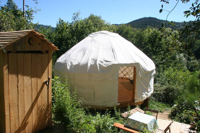 Exterior view of Cherry Blossom Yurt, Haute-Loire