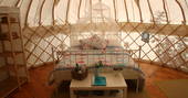 Bedroom suite interior at Cherry Blossom Yurt, Haute-Loire