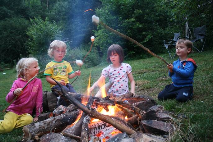 Around the campfire at Forget-me-not Yurt, Haute-Loire