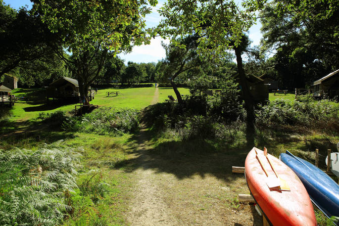 Bot-Conan fields with safari tents surrounding in Finistere, France