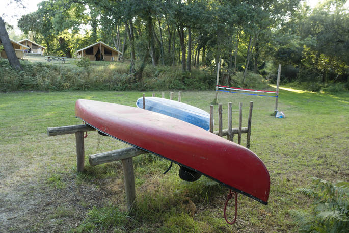 Canoes for guests to use and hire out at Bot-Conan Lodge in France