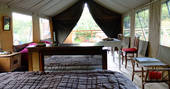 View of what's inside Bananec Lodge Tent from the back at Bot-Conan Lodge