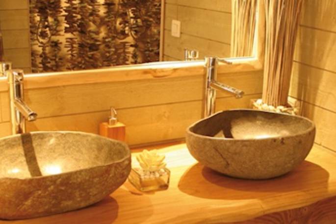Stone basins at Saint-Amand Treehouse, nr Beziers, France