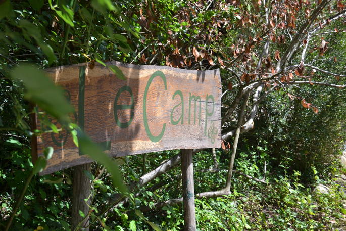 Le Camp wooden welcome entrance sign in Tarn-et-Garonne, France 